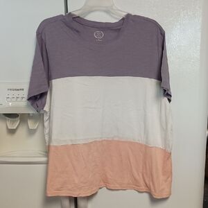 Maurices Purple , White And Peach Short Sleeve T-Shirt